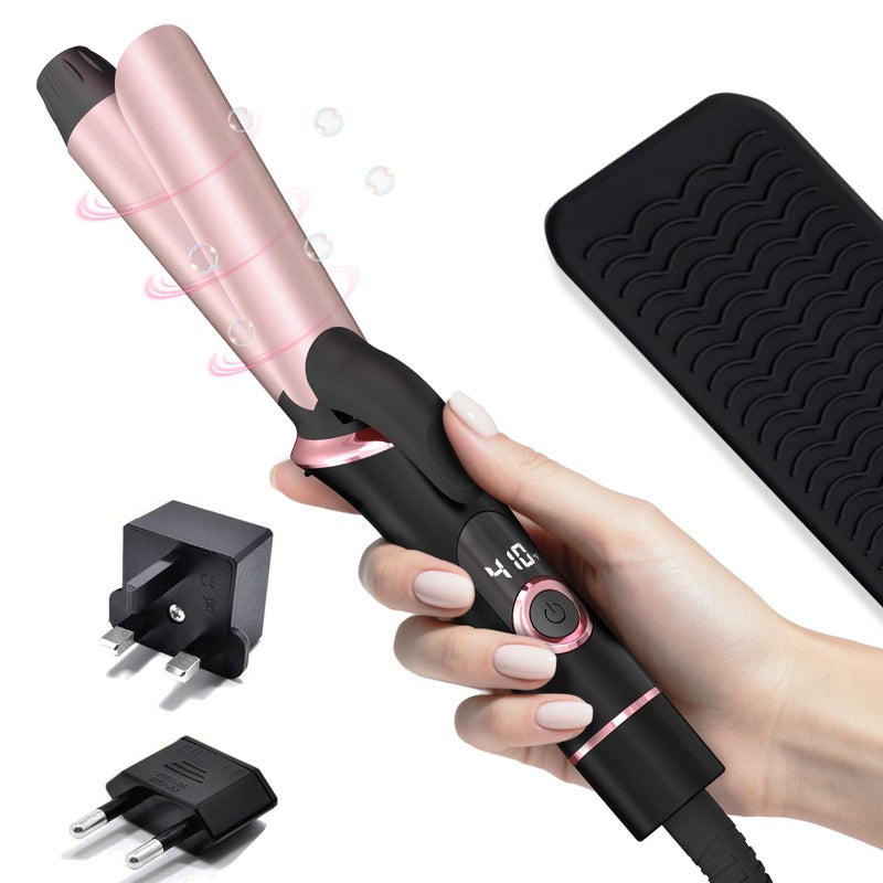Mini Curling Iron for Travel Dual Voltage Curling Wand with European UK Plug Adapter Small Wave Hair Curler for Short Long Hair Tiny Long Barrel Hot Tool Temp Control up to 410 1 Inch